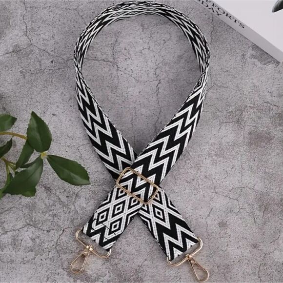 Belt/Shoulder Bag Strap Adjustable Replacement Strap Accessory Black and White - Picture 7 of 8